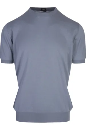 Kiton Stickade tröjor & koftor, Herr, L, Bomull, Ljusblå T-shirt i bomullstickning