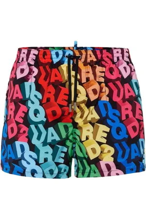 Dsquared2 Badkläder, Herr, S, Polyester, Multifärgade strandshorts grafiskt logotyp
