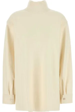 Jil Sander Stickade tröjor & koftor, Dam, M, Krämfärgad blus i ullmix