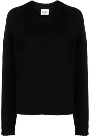 Khaite Stickade tröjor & koftor, Dam, S, Svart Cashmere Stickad Tröja med Rund Hals