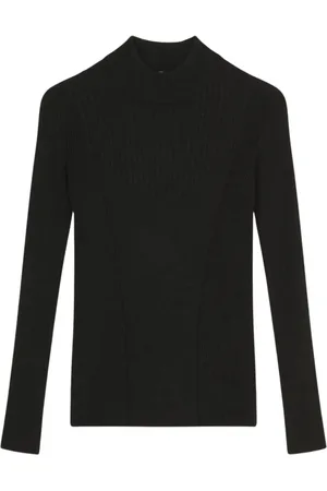 Isabel Marant Stickade tröjor & koftor, Dam, M, Polyester, Svart hög hals sweatshirt