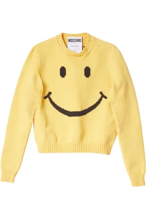 Moschino Stickade tröjor & koftor, Dam, M, Bomull, Gul Smiley Tröja