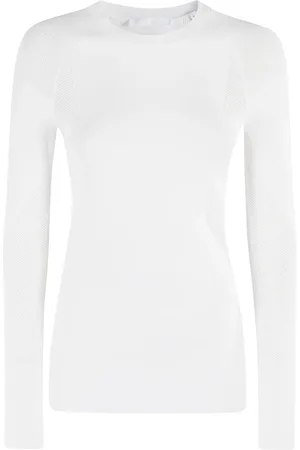 Helmut Lang Stickade tröjor & koftor, Dam, S, Polyester, Elite Sport Top Långärmad Vit