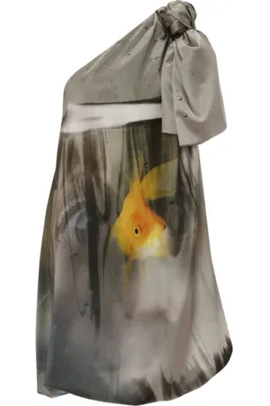 J.W.Anderson Klänning, Dam, S, One-Shoulder Klänning med Guldfisk-tryck
