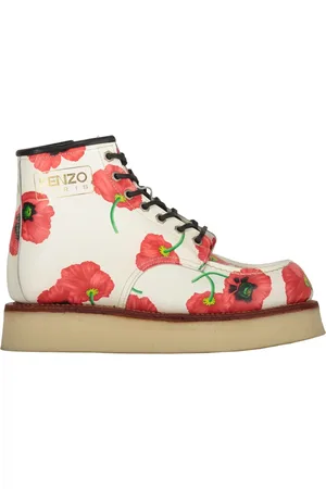 Kenzo Skor, Herr, 42 EU, Läder, Blommiga läderstövletter