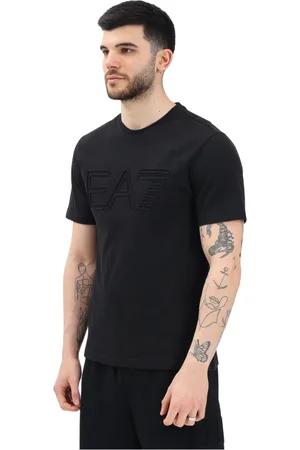 EA7 Topp, Herr, XL, Bomull, Modern Svart Kortärmad T-shirt