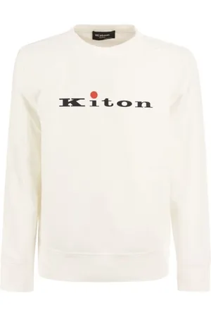 Kiton Sweatshirts & Hoodies, Herr, L, Bomull, Crewneck Sweatshirt med logotyp