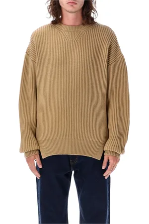 Jil Sander Stickade tröjor & koftor, Herr, M, Kabelstickad Tröja med Rund Hals