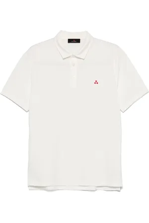 Peuterey Topp, Herr, 2Xl, Vit Broderad Logotyp Kortärmad Piké