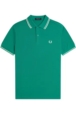 Fred Perry Topp, Herr, S, Bomull, Randig Trim Bomull Polo Skjorta