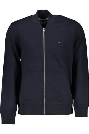 Tommy Hilfiger Jacka, Herr, M, Blå Zip-Up Tröja med Brodyr