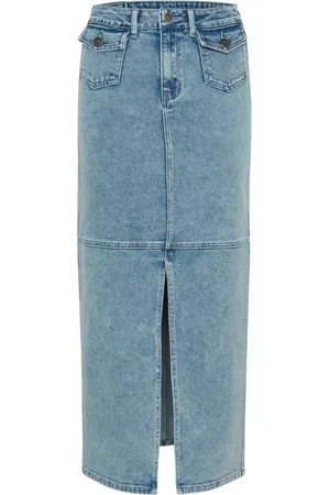 Kaffe Kjol, Dam, M, Denim, Denimkjol med Frontslits