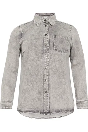 Kaffe Jacka, Dam, XL, Denim, Denimjacka Grå Tvättad Klassisk Stil