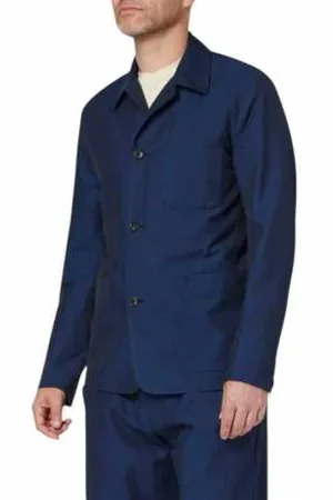 Paul Smith Jacka, Herr, L, Bomull, Marinblå Linne Bomull Arbetarjacka