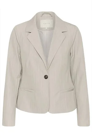 Kaffe Jacka, Dam, L, Klassisk Blazer i Grå Pinstripe Stil