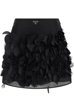 Prada Kjol, Dam, M, Silkig Minikjol med Blomdetaljer