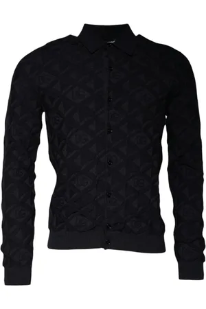 Dolce & Gabbana Stickade tröjor & koftor, Herr, M, Geometriskt Mönster Kofta Långärmad