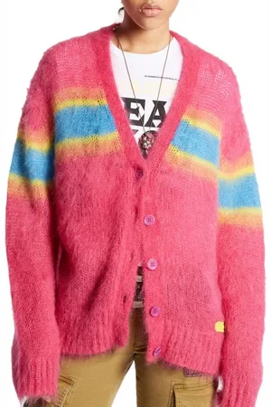 Dsquared2 Stickade tröjor & koftor, Dam, S, Nylon, Multifärgad Mohair Stickad Kofta