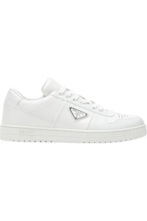 Prada Skor, Herr, 38 EU, Läder, Vita lädersneakers med logodetaljer