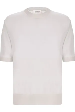 LANEUS Stickade tröjor & koftor, Herr, L, Vit Crew Neck T-shirt
