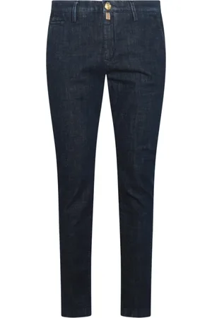 Jacob Cohen Jeans, Herr, W36, Denim, Blå Denim Jeans med Frontal Dragkedja