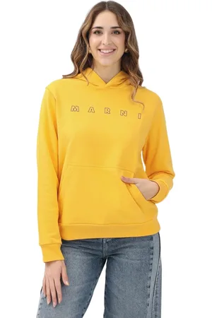 Marni Sweatshirts & Hoodies, Dam, S, Bomull, Gul huvtröja med kontrastlogo
