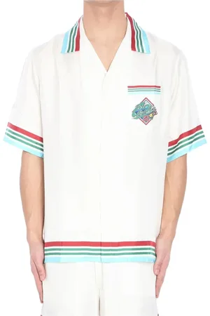 Casablanca Skjorta, Herr, L, Klassisk vit skjorta med randig kant