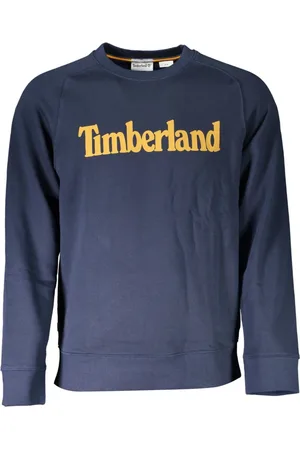 Timberland Sweatshirts & Hoodies, Herr, S, Bomull, Blått Logosweatshirt med Rund Hals