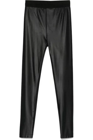 VERSACE Byxor, Dam, S, Svarta Logo Leggings, Elastisk Midja, Slim Fit
