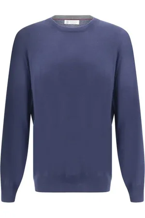 Brunello Cucinelli Stickade tröjor & koftor, Herr, 3Xl, Monokrom Fleece Ulltröja