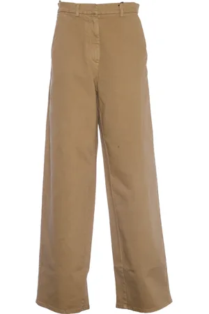 Nº21 Byxor, Dam, L, Bomull, Tobaksfärgade Wide Leg Byxor