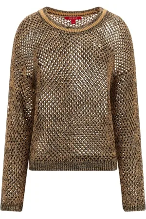 Guess Stickade tröjor & koftor, Dam, S, Polyester, Metallisk Stickad Tröja - Långärmad