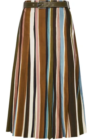 Max Mara Kjol, Dam, M, Bomull, Randig Utställd Midi Kjol