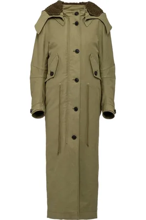 Prada Kappa, Dam, S, Lång Parka med Avtagbar Huva