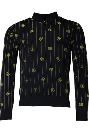 Dolce & Gabbana Topp, Herr, M, Svart Monogram Mock Neck Pullover