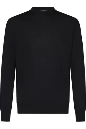 Jil Sander Stickade tröjor & koftor, Herr, M, Svart Tröja med Intarsia Band