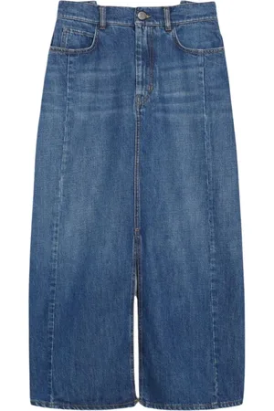Max Mara Kjol, Dam, M, Denim, Blå Denim Utställd Kjol
