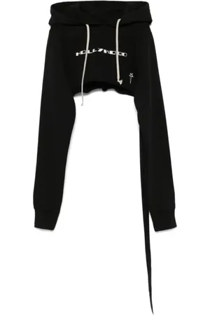 Rick Owens Sweatshirts & Hoodies, Herr, S, Svart Milk Cropped Hoodie