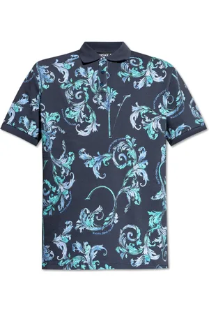 VERSACE Topp, Herr, XL, Bomull, Polo med Barocco-tryck