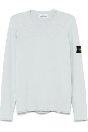Stone Island Stickade tröjor & koftor, Herr, L, Klarblå Crew Neck Tröja