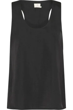 Kaffe Topp, Dam, XS, Svart Djup Topp Blus