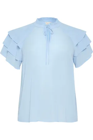 Kaffe Blusar & Skjortor , Dam, XL, Feminin Blus med Volangärmar