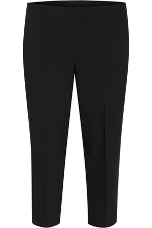 Kaffe Byxor, Dam, 7Xl, Polyester, Elastiska Cropped Byxor Svart Djup