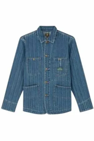 Paul Smith Jacka, Herr, L, Denim, Randig Denim Arbetarjacka