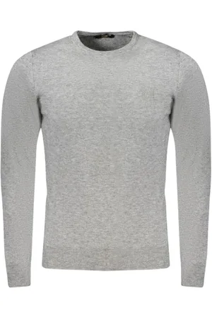 Roberto Cavalli Stickade tröjor & koftor, Herr, M, Polyester, Grå Polyester Pullover