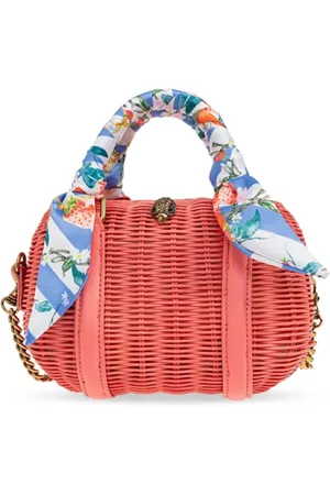 Kurt Geiger Väska, Dam, ONE Size, Korallrosa vävd handväska med blomstersjal