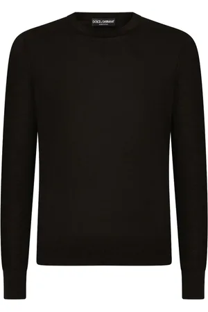 Dolce & Gabbana Stickade tröjor & koftor, Herr, L, Svarta Lätta Crewneck Sweaters