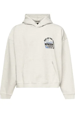 Represent Sweatshirts & Hoodies, Herr, S, Bomull, Vit Bomull Huvtröja med Tryck