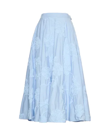 ROTATE Kjol, Dam, S, Polyester, Blommig Broderad Maxi Kjol
