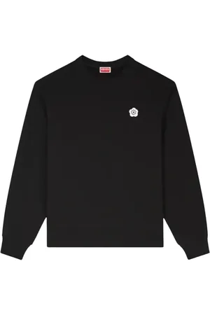 Kenzo Sweatshirts & Hoodies, Herr, M, Bomull, Svart Boke Flower 2.0 Broderad Sweatshirt